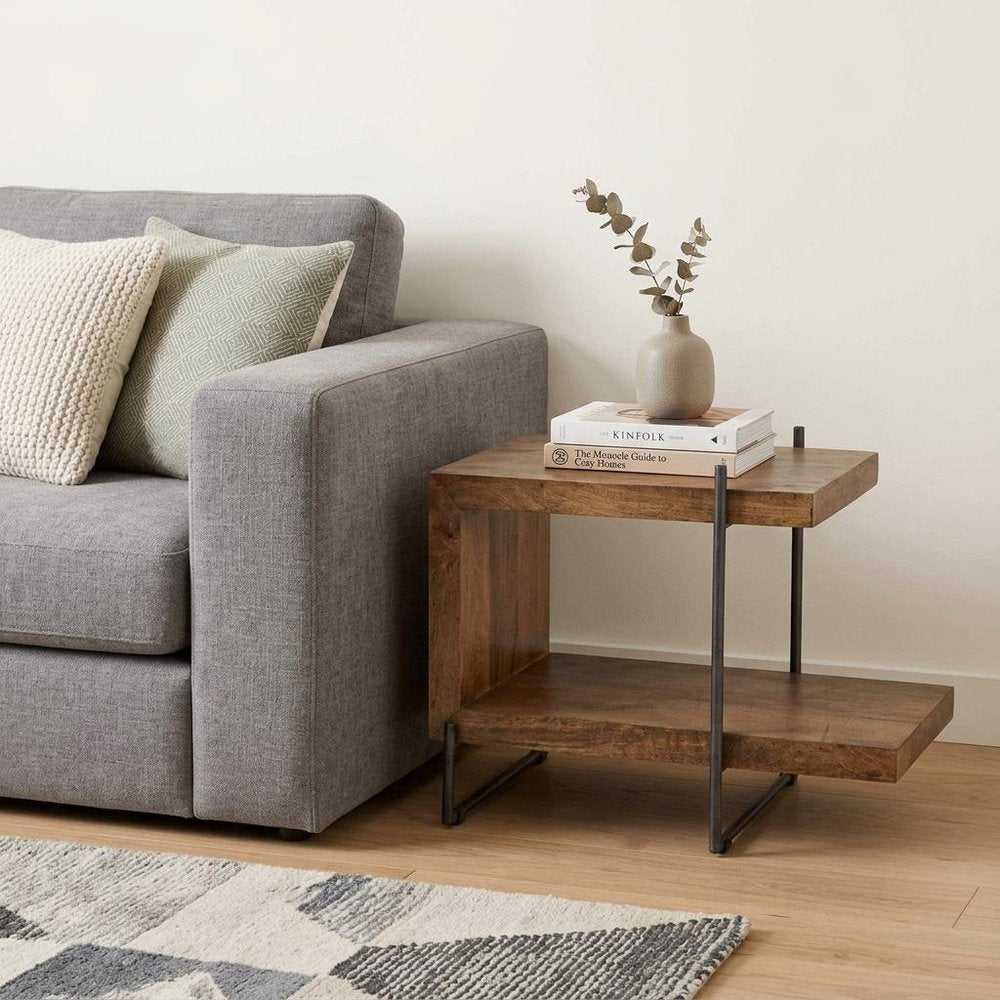 Brown Solid Wood Square End Table - 22-inch