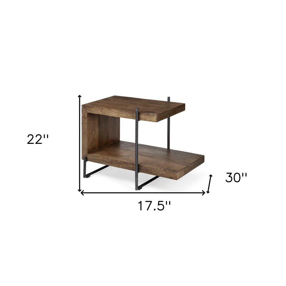 Brown Solid Wood Square End Table - 22-inch