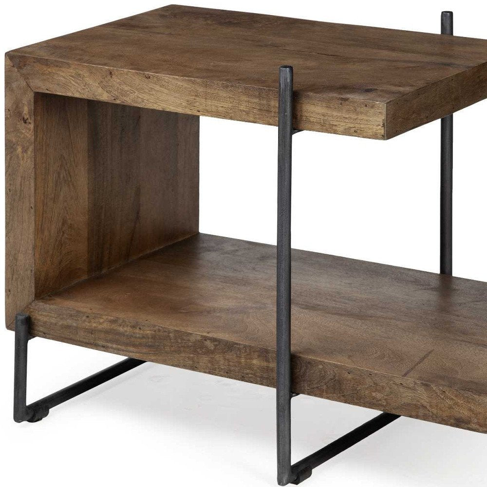 Brown Solid Wood Square End Table - 22-inch