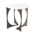 Brown and White Marble Round End Table - 21-inch
