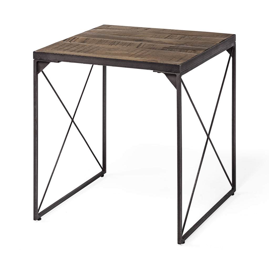 Brown Solid Wood Square End Table - 23-inch