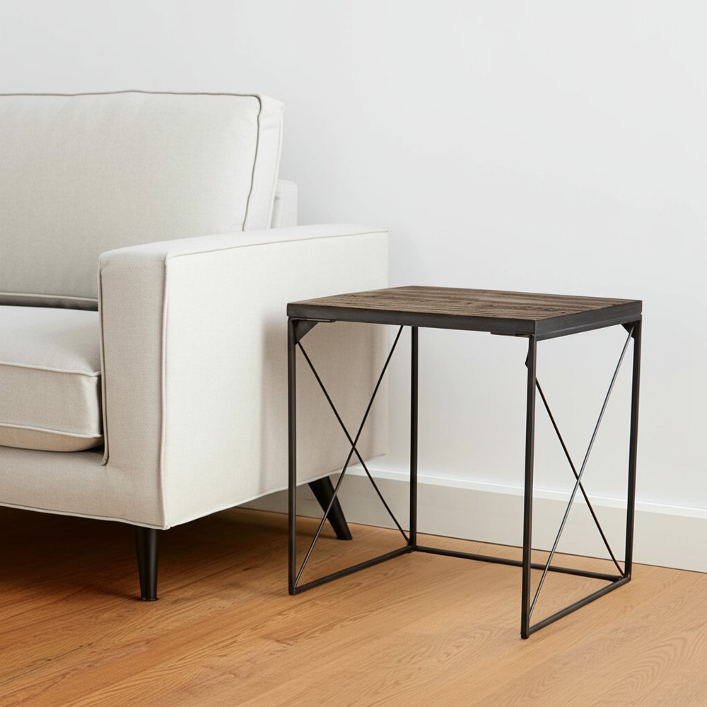 Brown Solid Wood Square End Table - 23-inch
