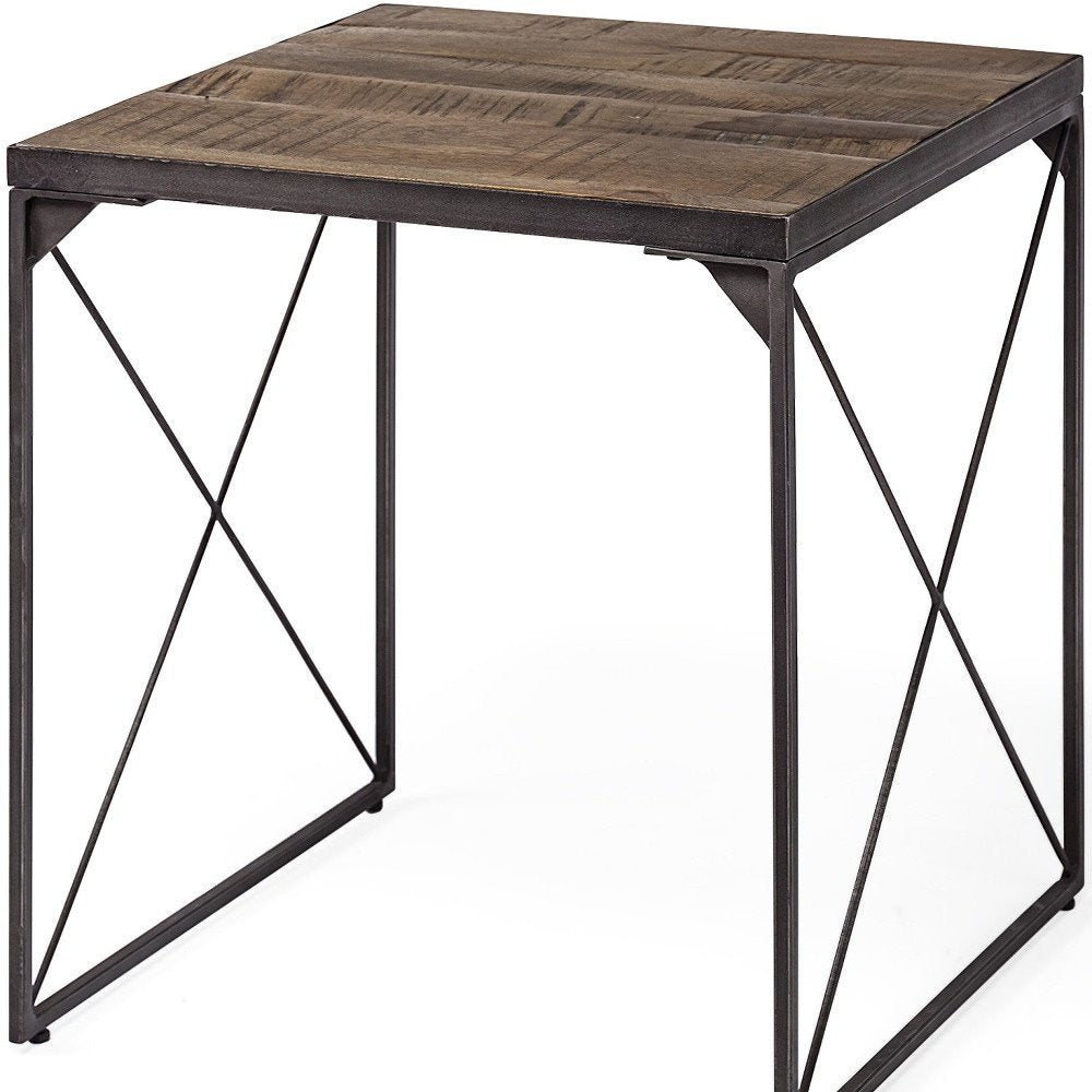 Brown Solid Wood Square End Table - 23-inch