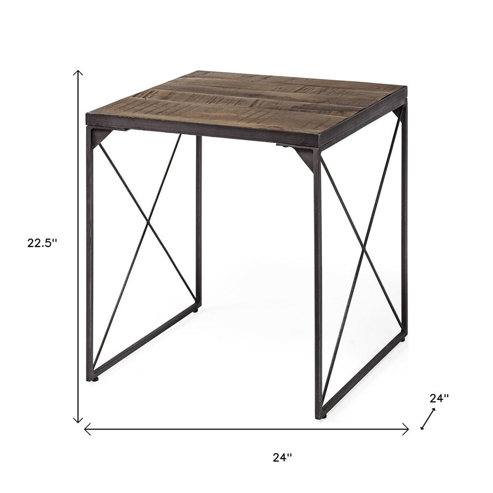 Brown Solid Wood Square End Table - 23-inch