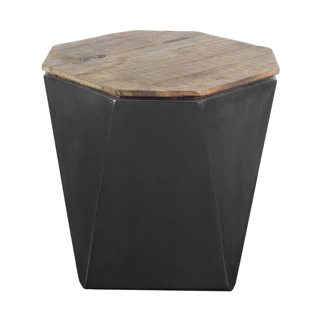 Black Solid Wood End Table - 21-inch