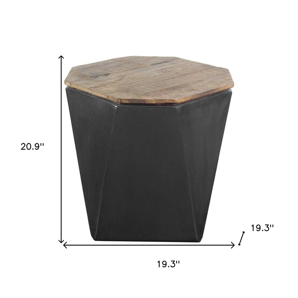 Black Solid Wood End Table - 21-inch