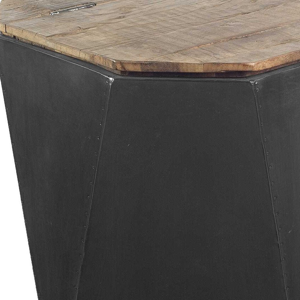 Black Solid Wood End Table - 21-inch