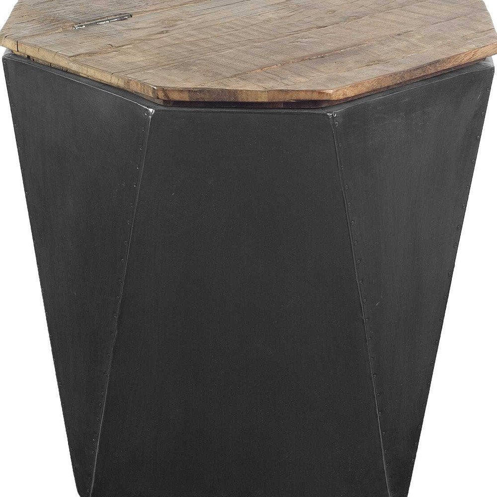 Black Solid Wood End Table - 21-inch