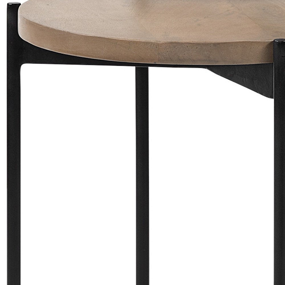 Brown and White Glass Round End Table - 24-inch