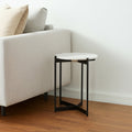 Brown and White Glass Round End Table - 24-inch