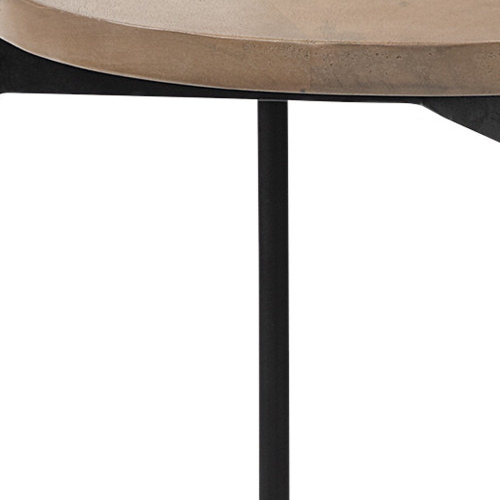 Brown and White Glass Round End Table - 24-inch