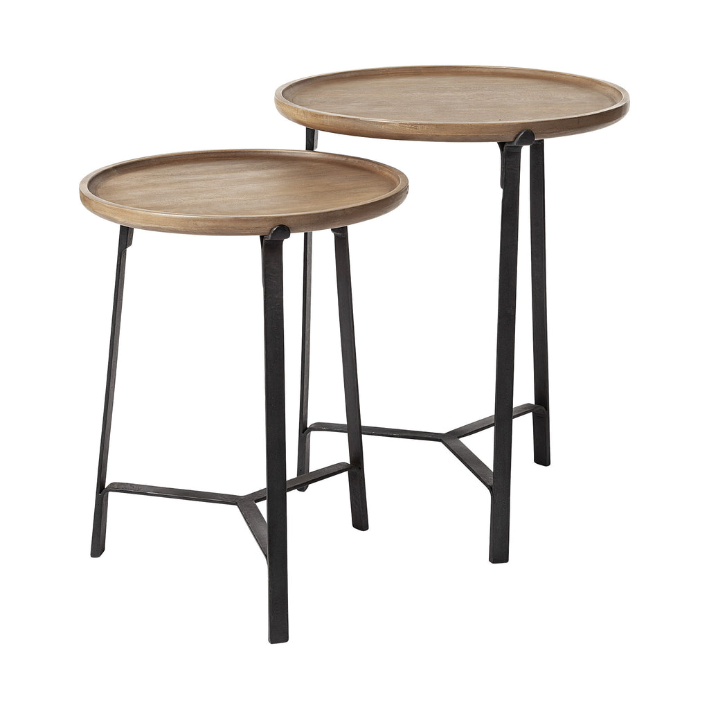 Brown Solid Wood Round End Table - 24-inch
