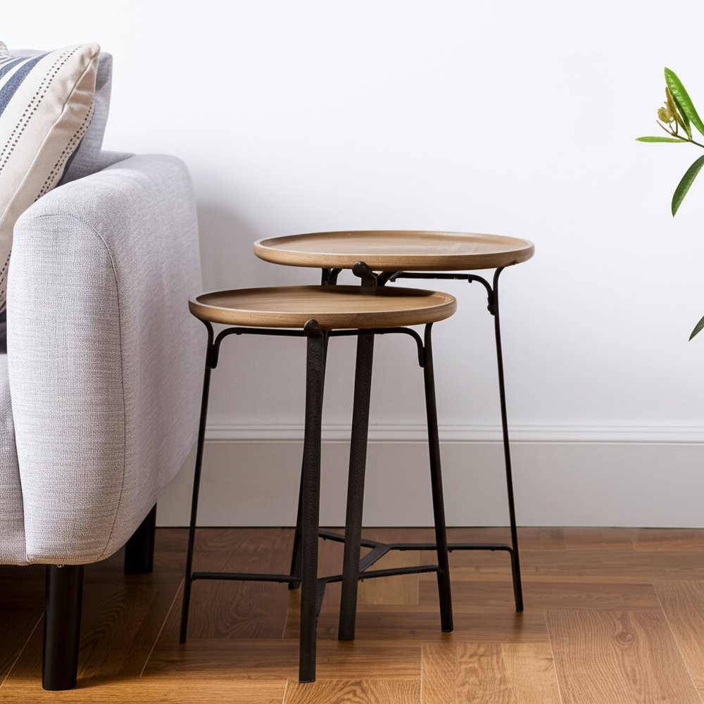 Brown Solid Wood Round End Table - 24-inch