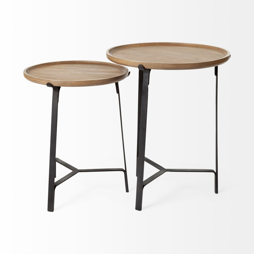 Brown Solid Wood Round End Table - 24-inch