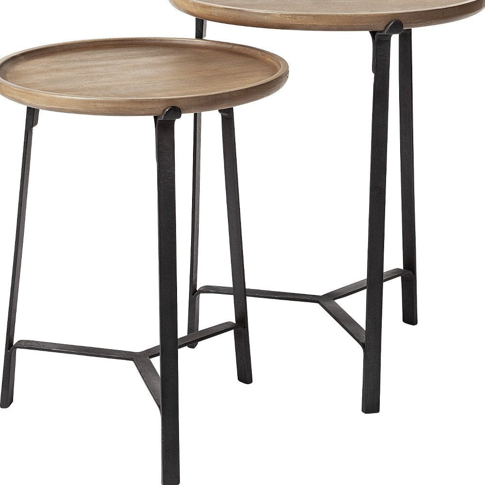 Brown Solid Wood Round End Table - 24-inch