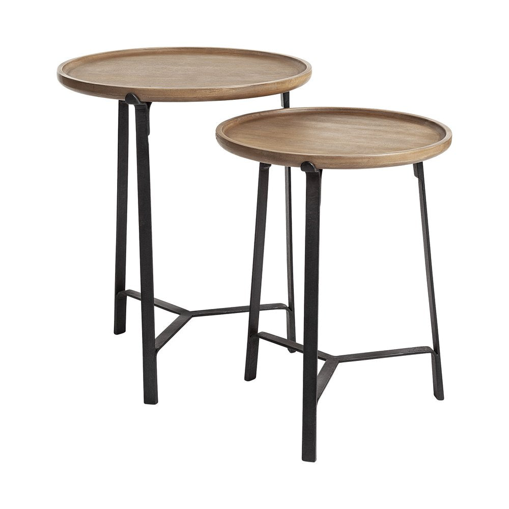 Brown Solid Wood Round End Table - 24-inch