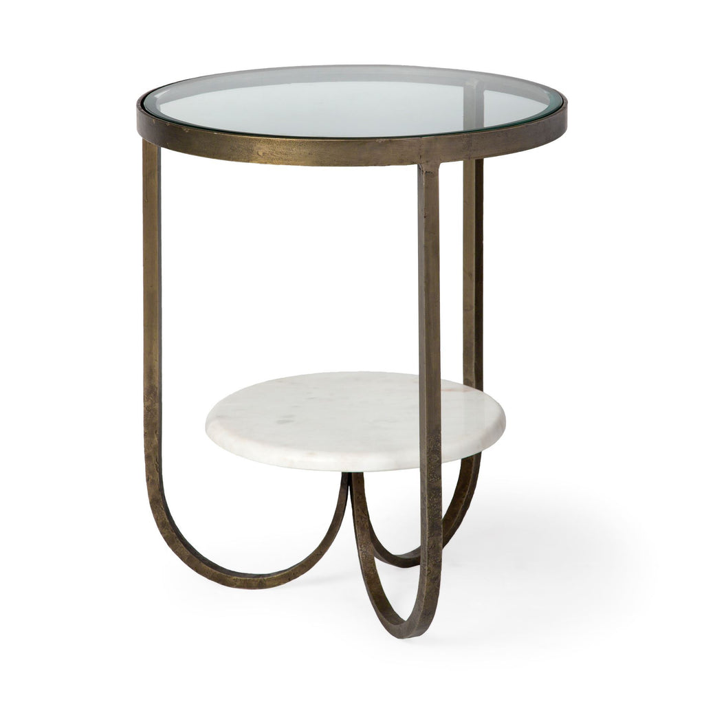 White Glass Round End Table - 24-inch