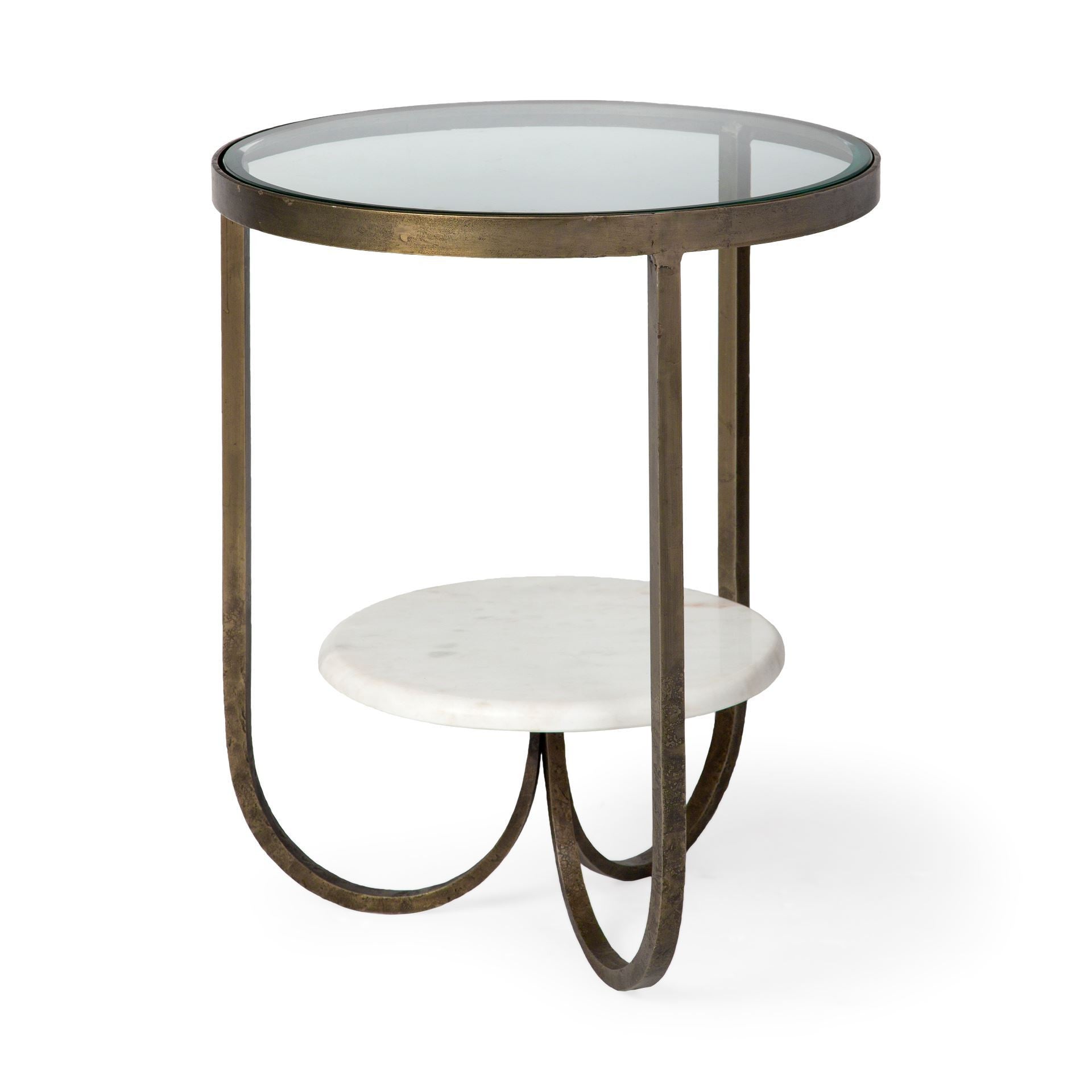 White Glass Round End Table - 24-inch