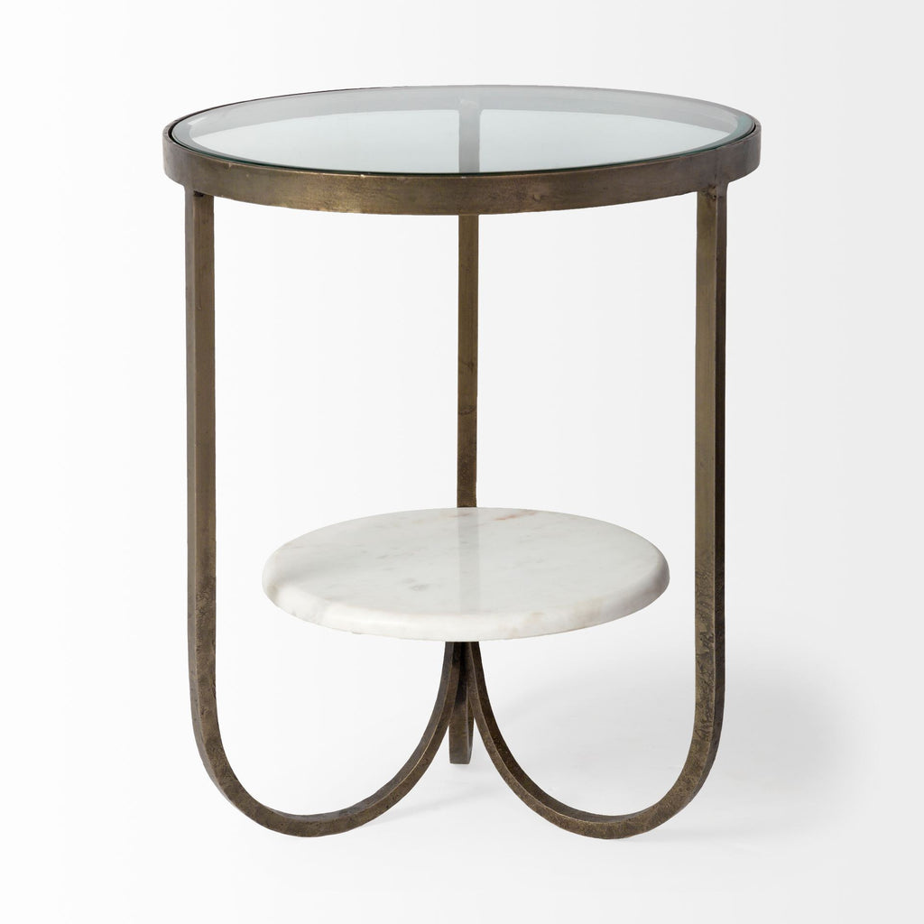 White Glass Round End Table - 24-inch