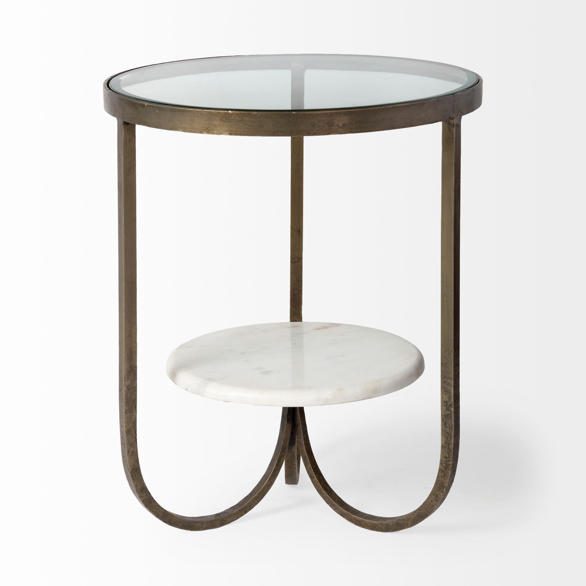 White Glass Round End Table - 24-inch