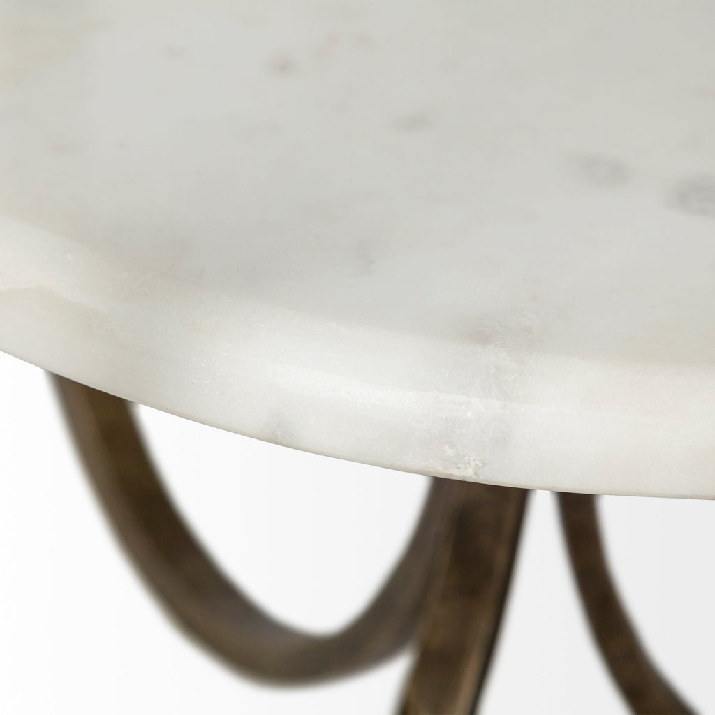 White Glass Round End Table - 24-inch