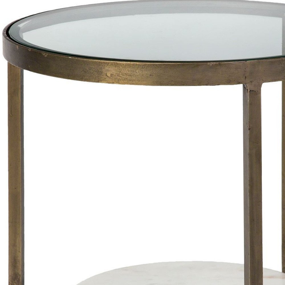 White Glass Round End Table - 24-inch
