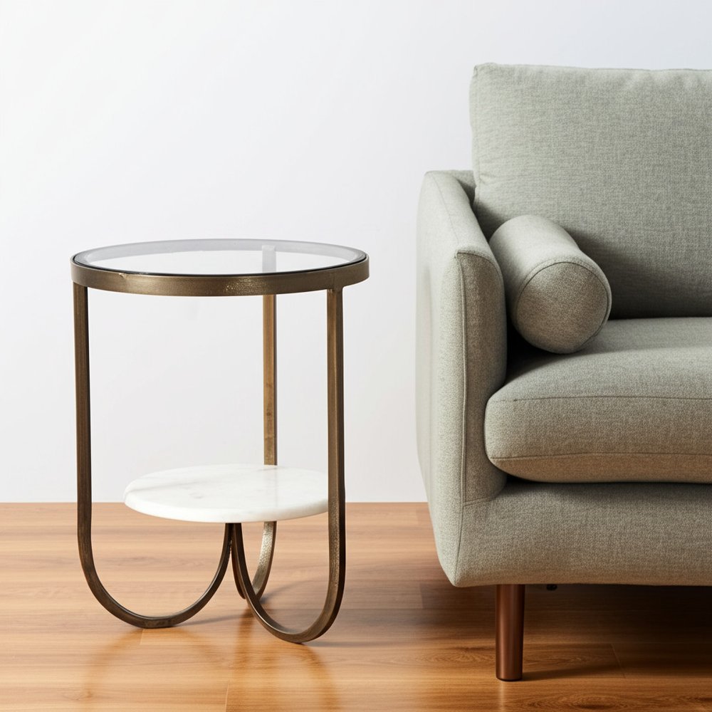 White Glass Round End Table - 24-inch