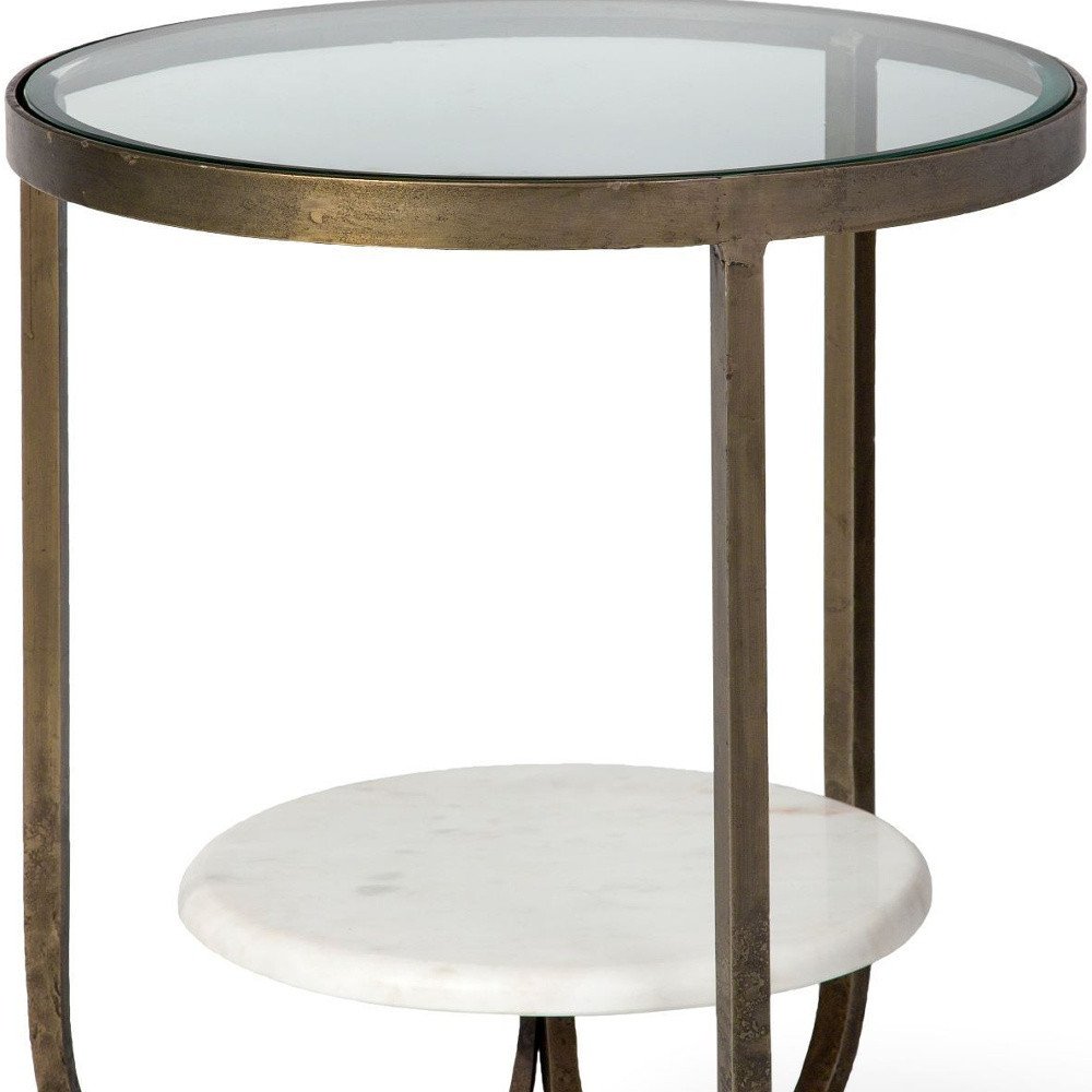 White Glass Round End Table - 24-inch
