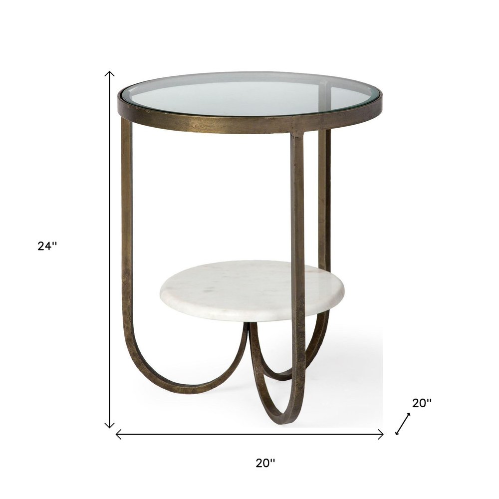 White Glass Round End Table - 24-inch