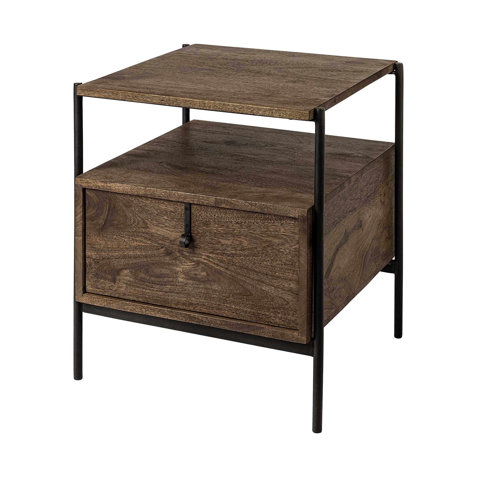 Brown Solid Wood Square End Table - 24-inch