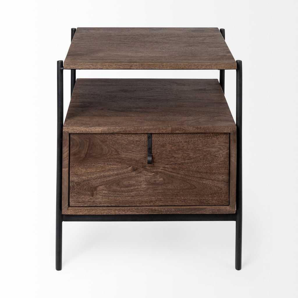 Brown Solid Wood Square End Table - 24-inch