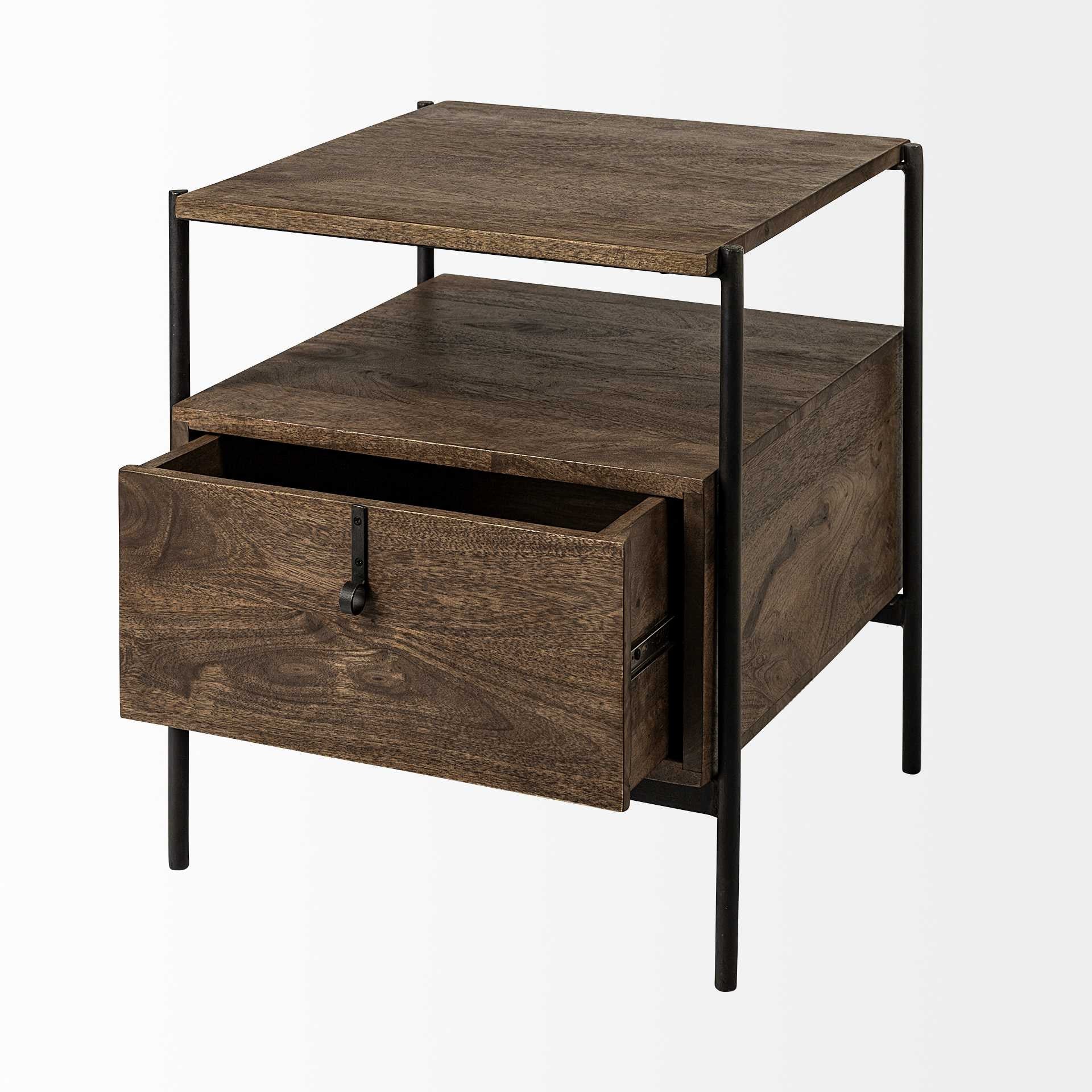 Brown Solid Wood Square End Table - 24-inch