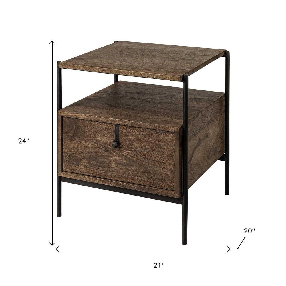 Brown Solid Wood Square End Table - 24-inch