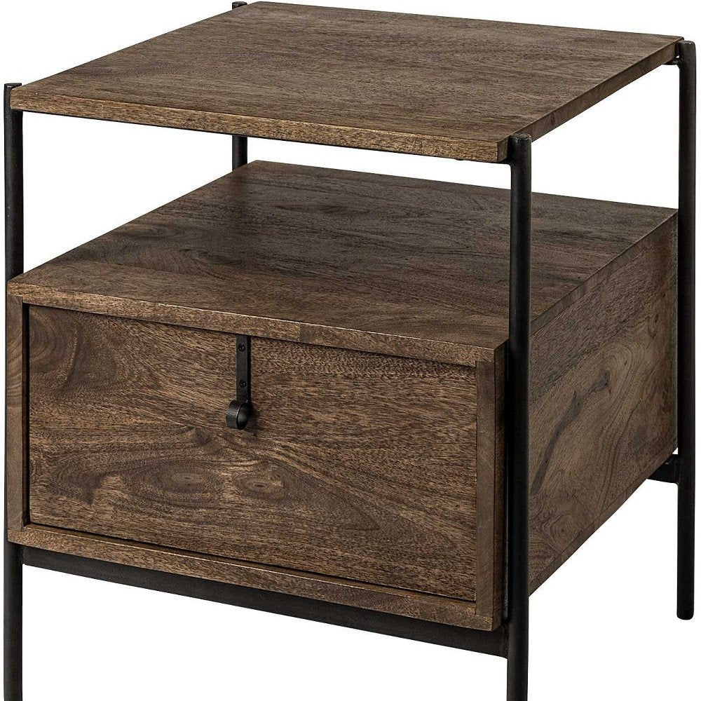 Brown Solid Wood Square End Table - 24-inch
