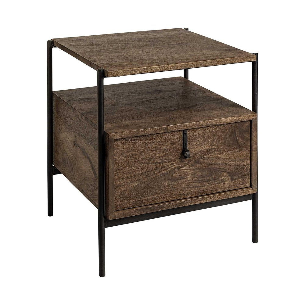 Brown Solid Wood Square End Table - 24-inch
