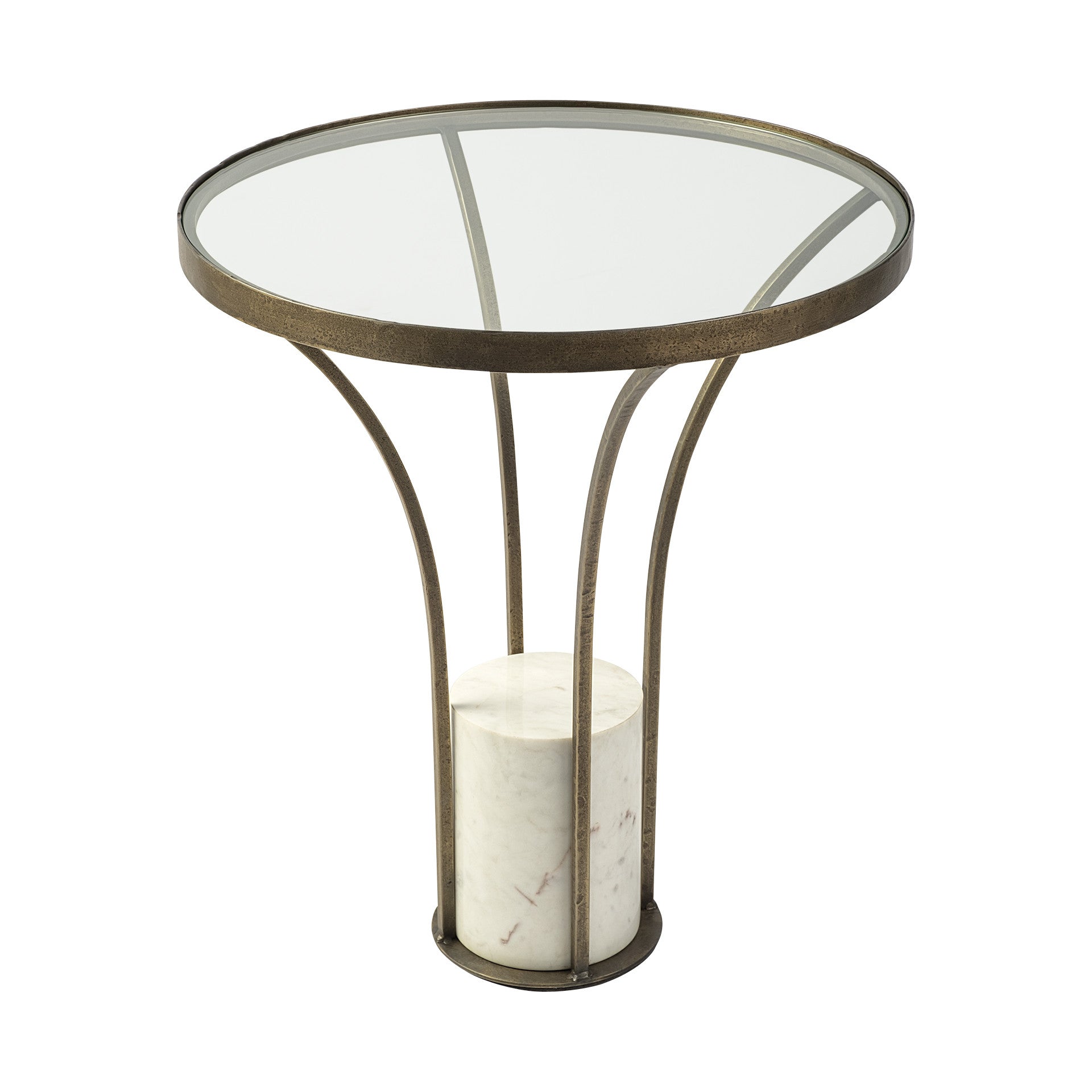Black and White Glass Round End Table - 24-inch