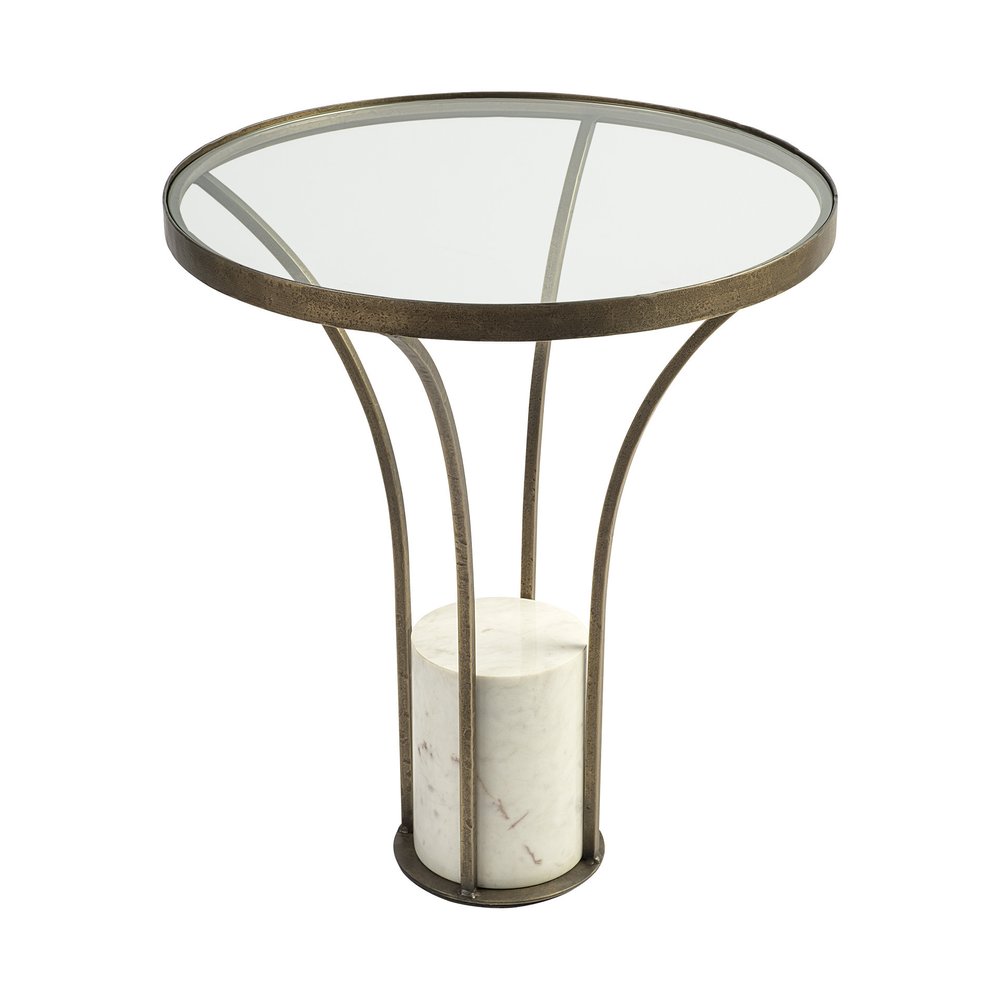 Black and White Glass Round End Table - 24-inch