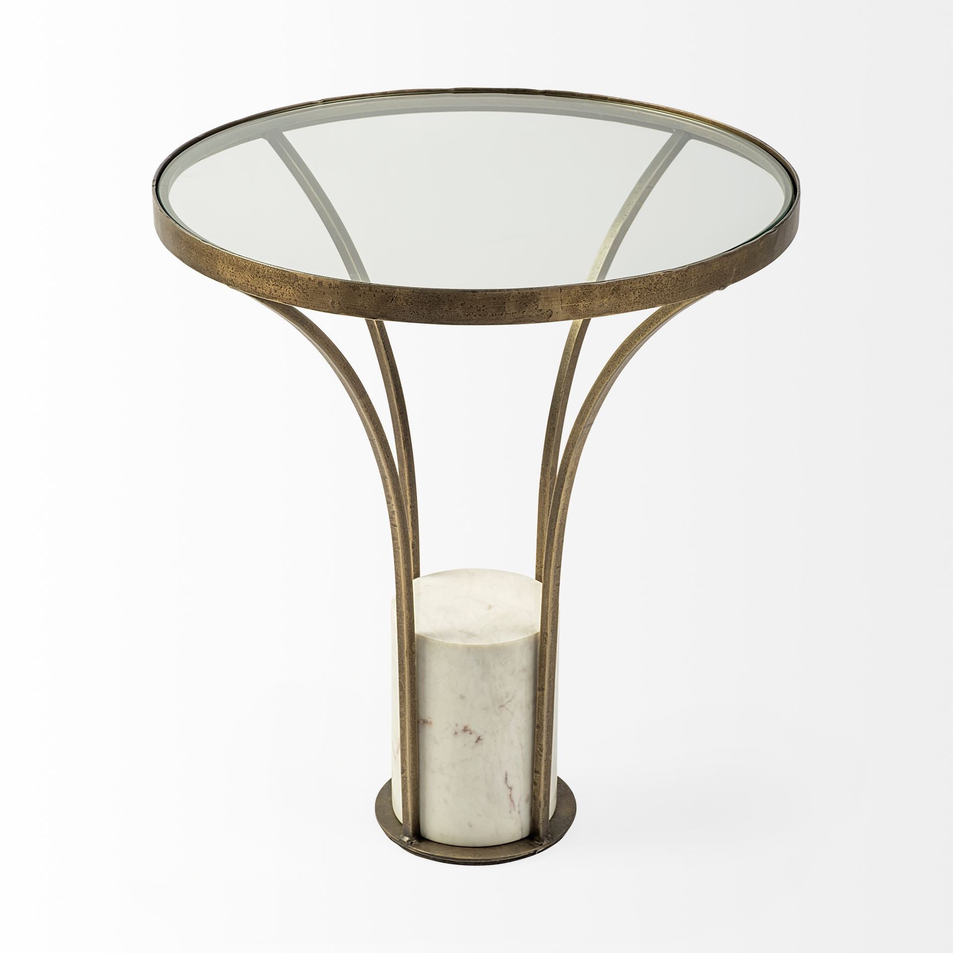 Black and White Glass Round End Table - 24-inch