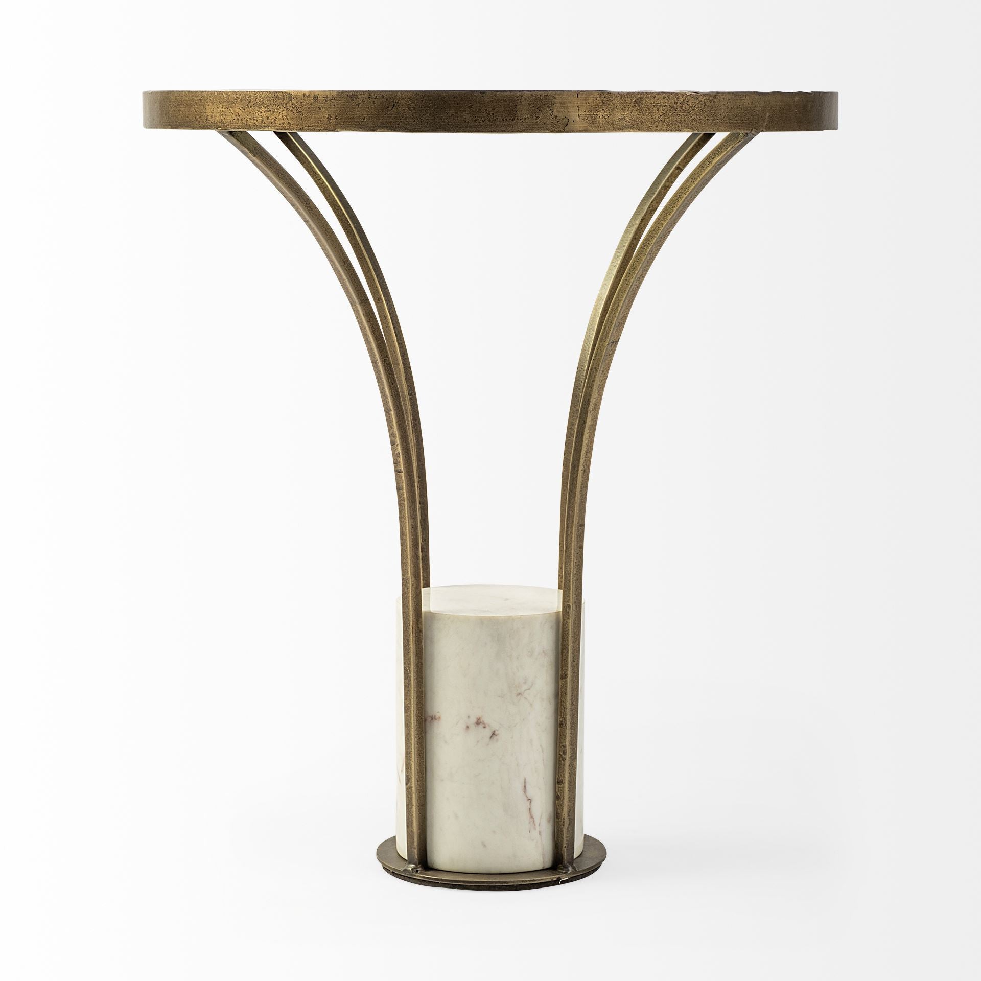 Black and White Glass Round End Table - 24-inch