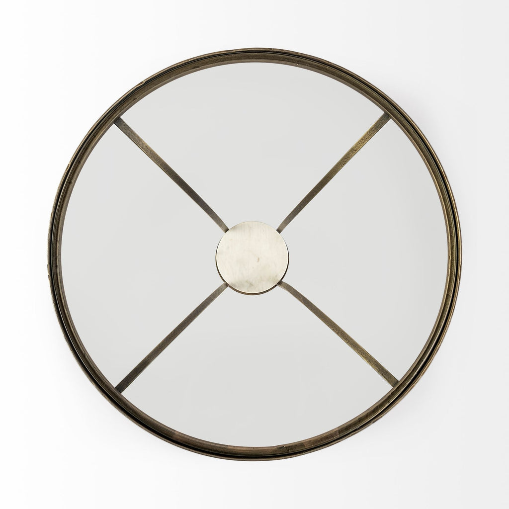 Black and White Glass Round End Table - 24-inch