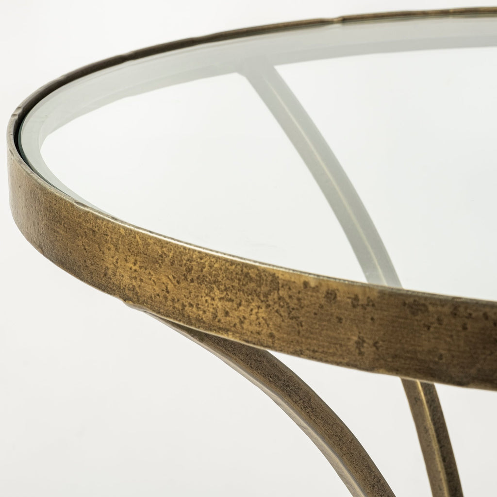 Black and White Glass Round End Table - 24-inch