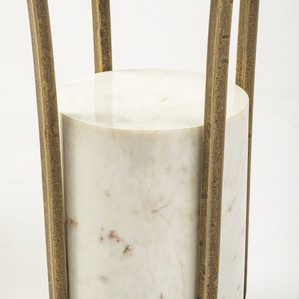 Black and White Glass Round End Table - 24-inch