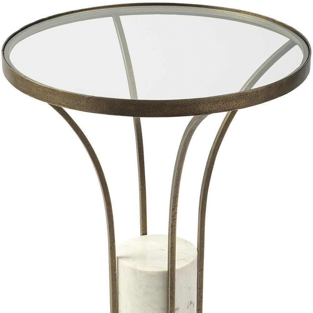 Black and White Glass Round End Table - 24-inch