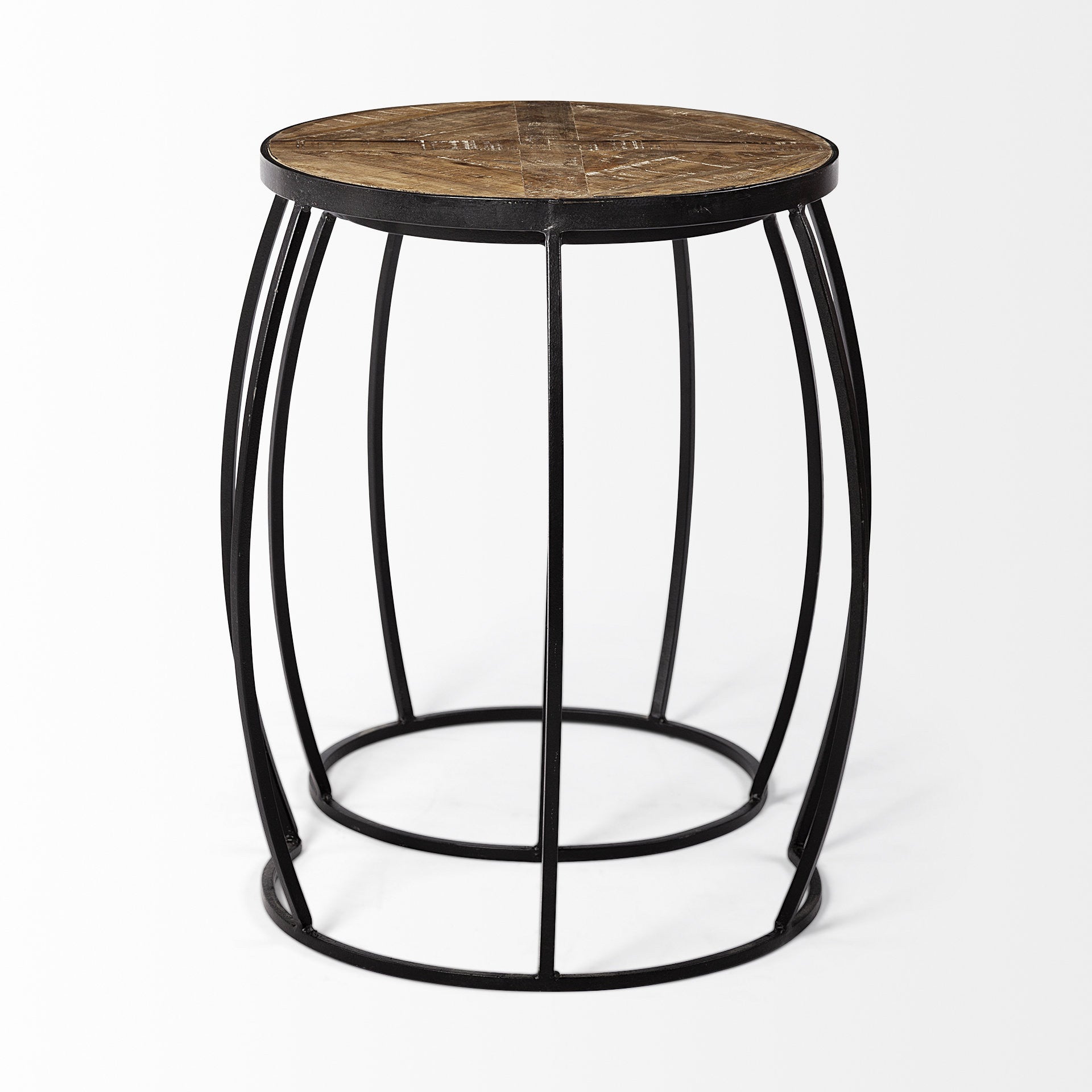 Set of Two 26 Black and Brown Solid Wood Round End Table