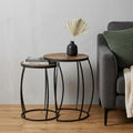 Set of Two 26 Black and Brown Solid Wood Round End Table