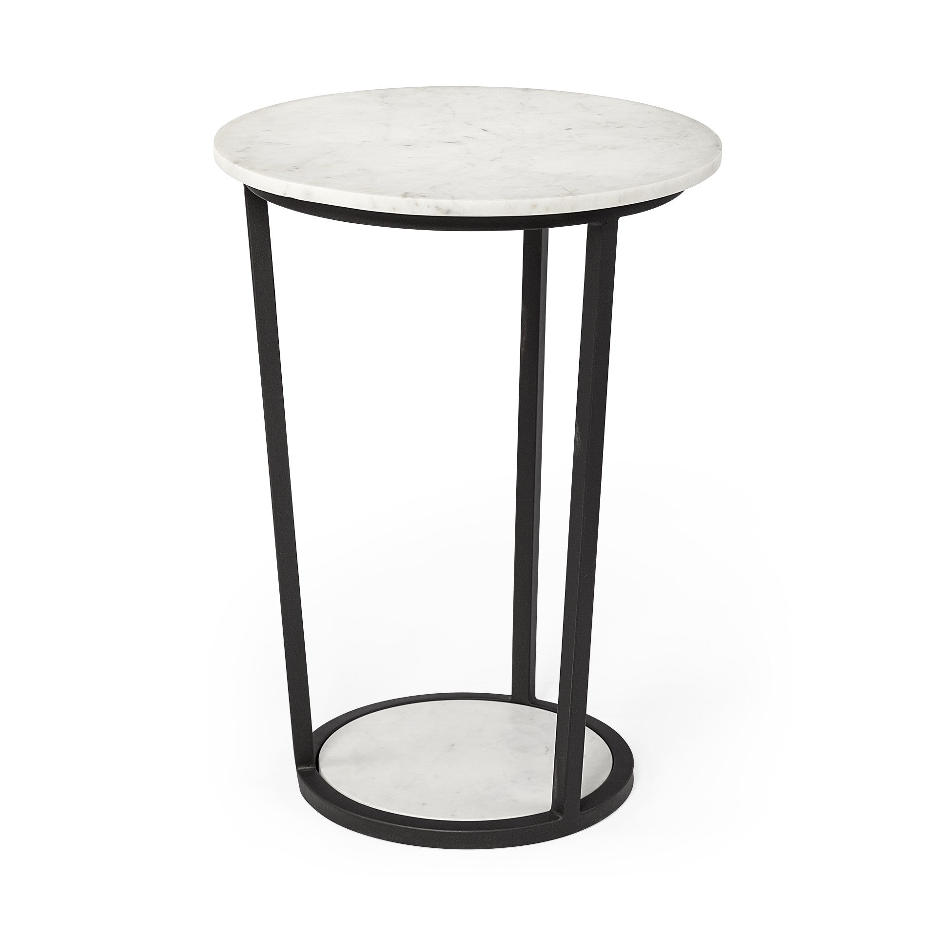 Black and White Marble End Table - 25-inch