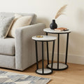 Black and White Marble End Table - 25-inch