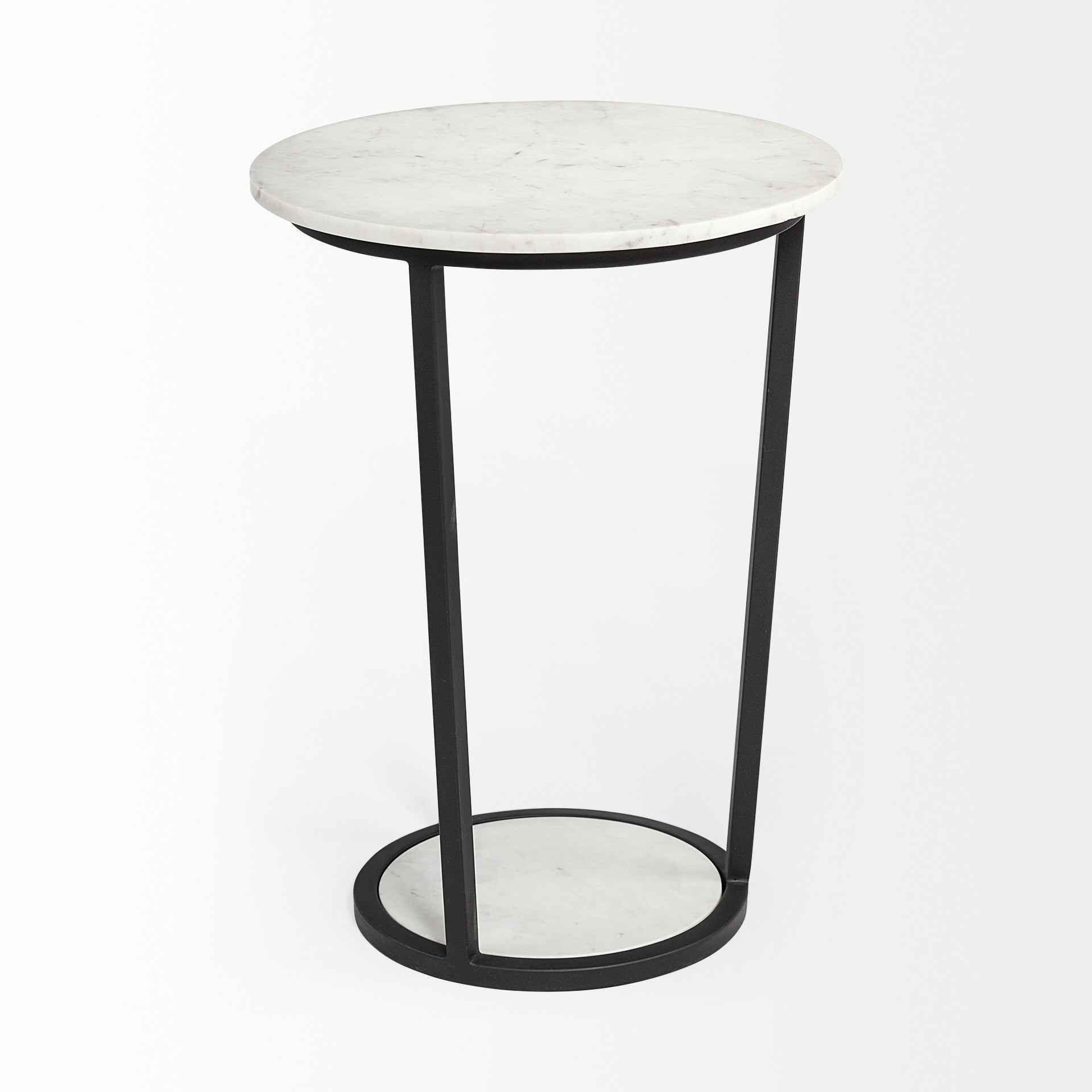 Black and White Marble End Table - 25-inch