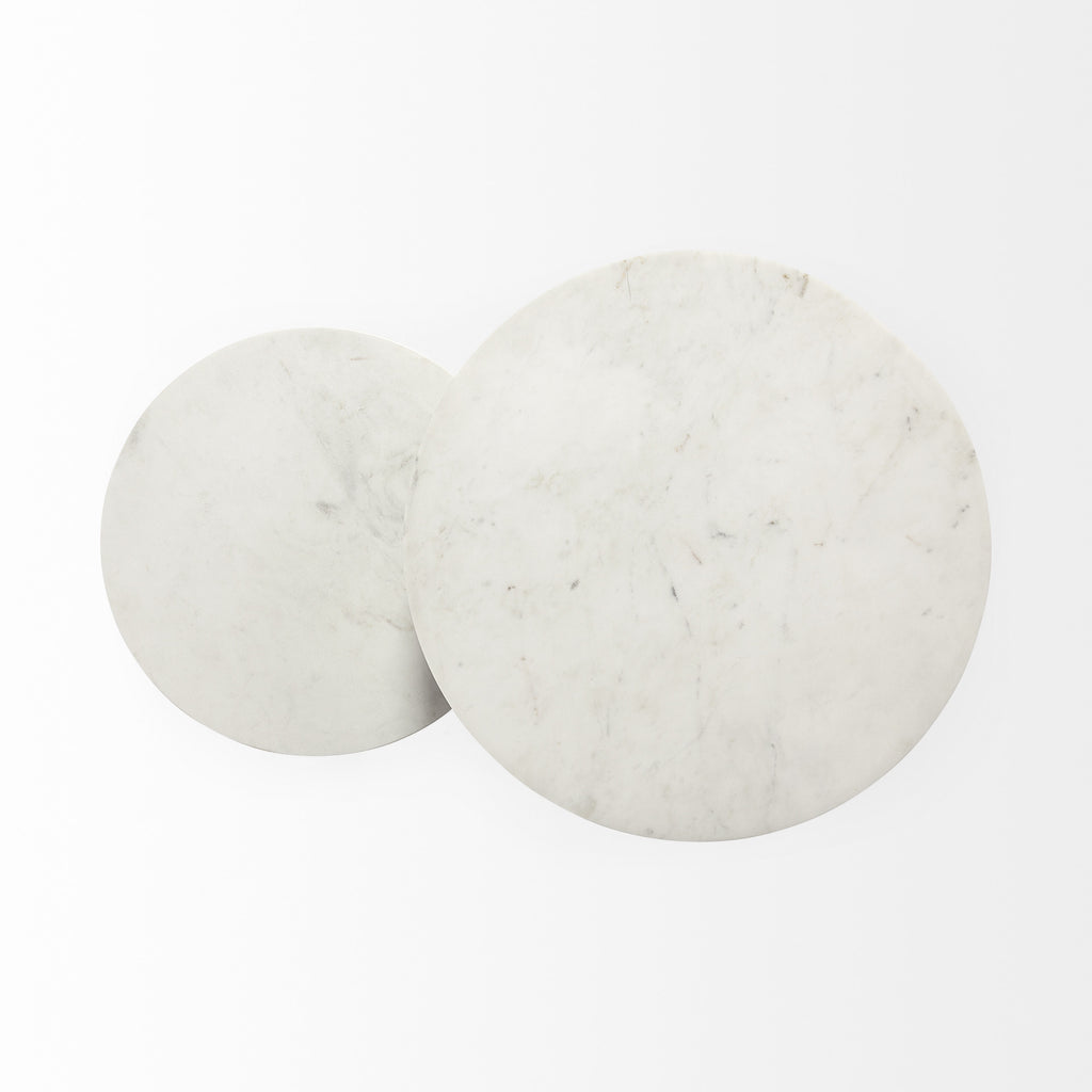 Black and White Marble End Table - 25-inch
