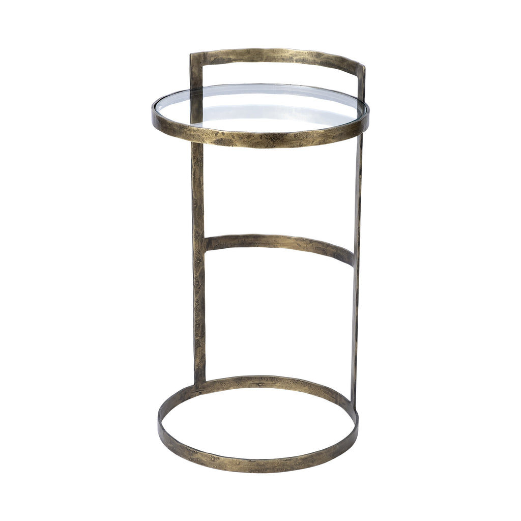 Gold and Clear Glass Round End Table - 27-inch